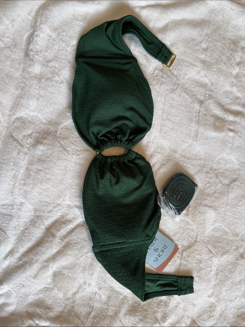 Shade & Shore Dark Green Cutout Bandeau Bikini Top XL